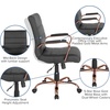 image:imageFlash Furniture Whitney MidBack Desk Chair  Brown LeatherSoft Executive Swivel Office Chair with Black Frame  Swivel Arm ChairBlack LeathersoftRose Gold Frame