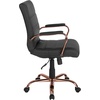 image:imageFlash Furniture Whitney MidBack Desk Chair  Brown LeatherSoft Executive Swivel Office Chair with Black Frame  Swivel Arm ChairBlack LeathersoftRose Gold Frame