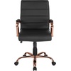 image:imageFlash Furniture Whitney MidBack Desk Chair  Brown LeatherSoft Executive Swivel Office Chair with Black Frame  Swivel Arm ChairBlack LeathersoftRose Gold Frame