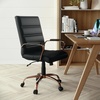 image:imageFlash Furniture Whitney MidBack Desk Chair  Brown LeatherSoft Executive Swivel Office Chair with Black Frame  Swivel Arm ChairBlack LeathersoftRose Gold Frame