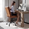 image:imageFlash Furniture Whitney MidBack Desk Chair  Brown LeatherSoft Executive Swivel Office Chair with Black Frame  Swivel Arm ChairBrownBlack Frame