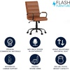 image:imageFlash Furniture Whitney MidBack Desk Chair  Brown LeatherSoft Executive Swivel Office Chair with Black Frame  Swivel Arm ChairBrownBlack Frame