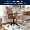 image:imageFlash Furniture Whitney MidBack Desk Chair  Brown LeatherSoft Executive Swivel Office Chair with Black Frame  Swivel Arm ChairBrownBlack Frame