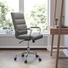 image:imageFlash Furniture Whitney MidBack Desk Chair  Brown LeatherSoft Executive Swivel Office Chair with Black Frame  Swivel Arm ChairGrayChrome Frame