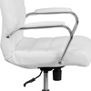 image:imageFlash Furniture Whitney MidBack Desk Chair  Brown LeatherSoft Executive Swivel Office Chair with Black Frame  Swivel Arm ChairWhite LeathersoftChrome Frame