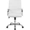image:imageFlash Furniture Whitney MidBack Desk Chair  Brown LeatherSoft Executive Swivel Office Chair with Black Frame  Swivel Arm ChairWhite LeathersoftChrome Frame