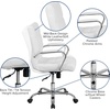 image:imageFlash Furniture Whitney MidBack Desk Chair  Brown LeatherSoft Executive Swivel Office Chair with Black Frame  Swivel Arm ChairWhite LeathersoftChrome Frame
