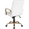 image:imageFlash Furniture Whitney MidBack Desk Chair  Brown LeatherSoft Executive Swivel Office Chair with Black Frame  Swivel Arm ChairWhite LeathersoftGold Frame