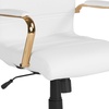 image:imageFlash Furniture Whitney MidBack Desk Chair  Brown LeatherSoft Executive Swivel Office Chair with Black Frame  Swivel Arm ChairWhite LeathersoftGold Frame