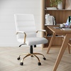 image:imageFlash Furniture Whitney MidBack Desk Chair  Brown LeatherSoft Executive Swivel Office Chair with Black Frame  Swivel Arm ChairWhite LeathersoftGold Frame