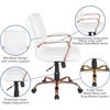 image:imageFlash Furniture Whitney MidBack Desk Chair  Brown LeatherSoft Executive Swivel Office Chair with Black Frame  Swivel Arm ChairWhite LeathersoftRose Gold Frame