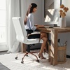 image:imageFlash Furniture Whitney MidBack Desk Chair  Brown LeatherSoft Executive Swivel Office Chair with Black Frame  Swivel Arm ChairWhite LeathersoftRose Gold Frame
