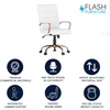image:imageFlash Furniture Whitney MidBack Desk Chair  Brown LeatherSoft Executive Swivel Office Chair with Black Frame  Swivel Arm ChairWhite LeathersoftRose Gold Frame