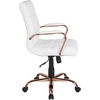 image:imageFlash Furniture Whitney MidBack Desk Chair  Brown LeatherSoft Executive Swivel Office Chair with Black Frame  Swivel Arm ChairWhite LeathersoftRose Gold Frame