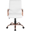 image:imageFlash Furniture Whitney MidBack Desk Chair  Brown LeatherSoft Executive Swivel Office Chair with Black Frame  Swivel Arm ChairWhite LeathersoftRose Gold Frame