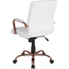 image:imageFlash Furniture Whitney MidBack Desk Chair  Brown LeatherSoft Executive Swivel Office Chair with Black Frame  Swivel Arm ChairWhite LeathersoftRose Gold Frame