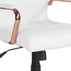 image:imageFlash Furniture Whitney MidBack Desk Chair  Brown LeatherSoft Executive Swivel Office Chair with Black Frame  Swivel Arm ChairWhite LeathersoftRose Gold Frame