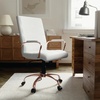 image:imageFlash Furniture Whitney MidBack Desk Chair  Brown LeatherSoft Executive Swivel Office Chair with Black Frame  Swivel Arm ChairWhite LeathersoftRose Gold Frame