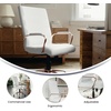 image:imageFlash Furniture Whitney MidBack Desk Chair  Brown LeatherSoft Executive Swivel Office Chair with Black Frame  Swivel Arm ChairWhite LeathersoftRose Gold Frame