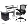 image:imageFlash Furniture Work From Home Kit  Black Computer Desk Ergonomic MeshLeatherSoft Office Chair and Locking Mobile Filing Cabinet