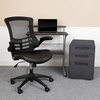 image:imageFlash Furniture Work From Home Kit  Black Computer Desk Ergonomic MeshLeatherSoft Office Chair and Locking Mobile Filing Cabinet