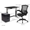 image:imageFlash Furniture Work From Home Kit  Glass Desk with Keyboard Tray Ergonomic Mesh Office Chair and Filing Cabinet with Lock amp Inset HandlesBlack