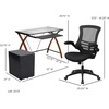 image:imageFlash Furniture Work From Home Kit  Glass Desk with Keyboard Tray Ergonomic Mesh Office Chair and Filing Cabinet with Lock amp Inset HandlesBlack