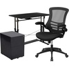 image:imageFlash Furniture Work From Home Kit  Glass Desk with Keyboard Tray Ergonomic Mesh Office Chair and Filing Cabinet with Lock amp Inset HandlesBlack