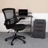 image:imageFlash Furniture Work From Home Kit  Glass Desk with Keyboard Tray Ergonomic Mesh Office Chair and Filing Cabinet with Lock amp Inset HandlesBlack