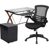 image:imageFlash Furniture Work From Home Kit  Glass Desk with Keyboard Tray Ergonomic Mesh Office Chair and Filing Cabinet with Lock amp Inset HandlesBlack