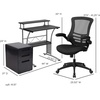 image:imageFlash Furniture Work From Home Kit  Glass Desk with Keyboard Tray Ergonomic Mesh Office Chair and Filing Cabinet with Lock amp Inset HandlesBlack