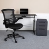 image:imageFlash Furniture Work From Home Kit  Glass Desk with Keyboard Tray Ergonomic Mesh Office Chair and Filing Cabinet with Lock amp Inset HandlesBlack