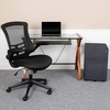 image:imageFlash Furniture Work From Home Kit  Glass Desk with Keyboard Tray Ergonomic Mesh Office Chair and Filing Cabinet with Lock amp Inset HandlesBlack