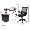 image:imageFlash Furniture Work From Home Kit  Glass Desk with Keyboard Tray Ergonomic Mesh Office Chair and Filing Cabinet with Lock amp Inset HandlesBlack