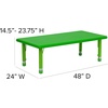 image:imageFlash Furniture Wren 24W x 48L Rectangular Green Plastic Height Adjustable Activity TableGreen