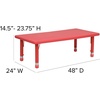 image:imageFlash Furniture Wren 24W x 48L Rectangular Green Plastic Height Adjustable Activity TableRed