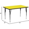 image:imageFlash Furniture Wren 30W x 72L Rectangular Grey HP Laminate Activity Table  Height Adjustable Short LegsYellow