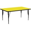 image:imageFlash Furniture Wren 30W x 72L Rectangular Grey HP Laminate Activity Table  Height Adjustable Short LegsYellow