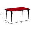 image:imageFlash Furniture Wren 30W x 72L Rectangular Grey Thermal Laminate Activity Table  Height Adjustable Short LegsRed