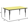 image:imageFlash Furniture Wren 30W x 72L Rectangular Grey Thermal Laminate Activity Table  Height Adjustable Short LegsYellow