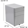 image:imageFlash Furniture Wren Ergonomic 3Drawer Mobile Locking Filing Cabinet with AntiTilt Mechanism and Hanging Drawer for Legal amp Letter Files WhiteGrey