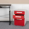image:imageFlash Furniture Wren Ergonomic 3Drawer Mobile Locking Filing Cabinet with AntiTilt Mechanism and Hanging Drawer for Legal amp Letter Files WhiteWhite and Red