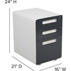 image:imageFlash Furniture Wren Ergonomic 3Drawer Mobile Locking Filing Cabinet with AntiTilt Mechanism and Hanging Drawer for Legal amp Letter Files WhiteWhite and Charcoal