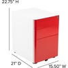 image:imageFlash Furniture Wren Ergonomic 3Drawer Mobile Locking Filing Cabinet with AntiTilt Mechanism and Hanging Drawer for Legal amp Letter Files WhiteWhite and Red