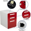 image:imageFlash Furniture Wren Ergonomic 3Drawer Mobile Locking Filing Cabinet with AntiTilt Mechanism and Hanging Drawer for Legal amp Letter Files WhiteWhite and Red