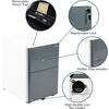 image:imageFlash Furniture Wren Ergonomic 3Drawer Mobile Locking Filing Cabinet with AntiTilt Mechanism and Hanging Drawer for Legal amp Letter Files WhiteWhite and Charcoal