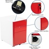 image:imageFlash Furniture Wren Ergonomic 3Drawer Mobile Locking Filing Cabinet with AntiTilt Mechanism and Hanging Drawer for Legal amp Letter Files WhiteWhite and Red