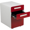 image:imageFlash Furniture Wren Ergonomic 3Drawer Mobile Locking Filing Cabinet with AntiTilt Mechanism and Hanging Drawer for Legal amp Letter Files WhiteWhite and Red