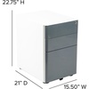 image:imageFlash Furniture Wren Ergonomic 3Drawer Mobile Locking Filing Cabinet with AntiTilt Mechanism and Hanging Drawer for Legal amp Letter Files WhiteWhite and Charcoal