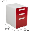 image:imageFlash Furniture Wren Ergonomic 3Drawer Mobile Locking Filing Cabinet with AntiTilt Mechanism and Hanging Drawer for Legal amp Letter Files WhiteWhite and Red